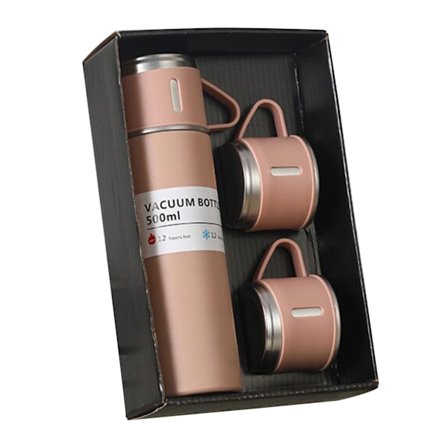 Vakuumkolvset med lock, återanvändbar, läckagesäker, rostfri stålvattenflaska, presentset