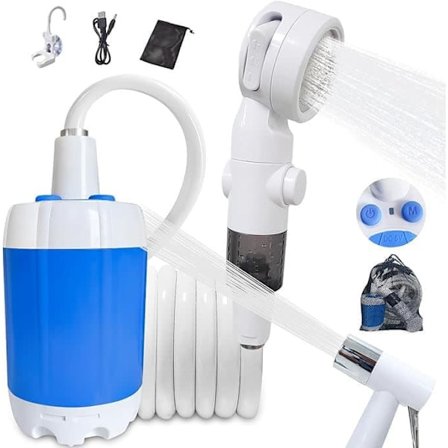 Bærbar Campingdusj med USB-Lading – Elektrisk Pumpe, Digitalt Display & Flere Spraymoduser_TF_TF