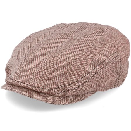 Lierys - Kent Herringbone Linen Red Flat Cap Flatcap Red Cap - @ Hatstore