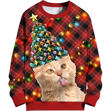 Julegenser med 3D digitaltrykk og rund hals - Gave - HQ34 - Størrelse M