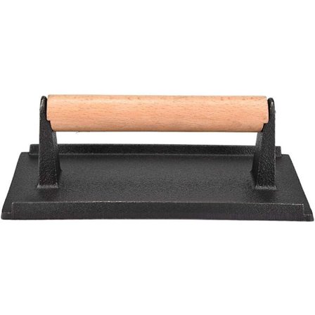 Kommerciel støbejerns bøfpresse vægt træhåndtag hamburger P