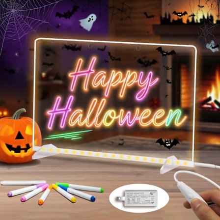 7 Farge LED Memo Tavle, Med 7-Fargers Penn, App Bluetooth + Fjernkontroll, Pakke A (30 X 20 Cm)