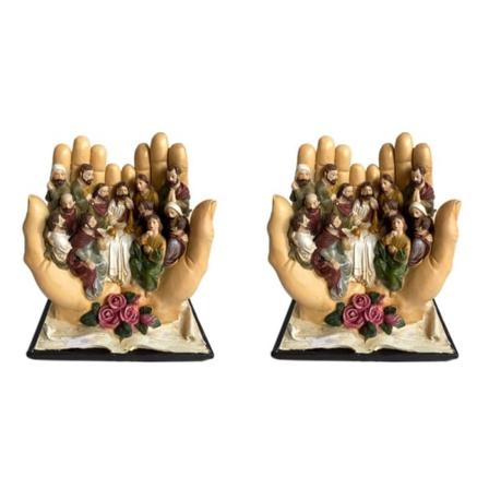 2X Den siste nattverden Jesus og de 12 disiplene katolske kristne religiøse statuefigur dekorativ dekor gave-A