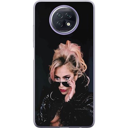Yhteensopiva Puhelinkuori Xiaomi Redmi Note 9T Lady Gagan muotokuva aurinkolaseilla ja dramaattisella meikillä tummassa glamuurityylissä