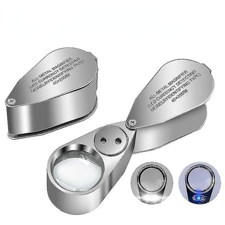 40x 25mm Korujen Suurennuslasi LED UV-Valolla Raha-Tarkastukseen