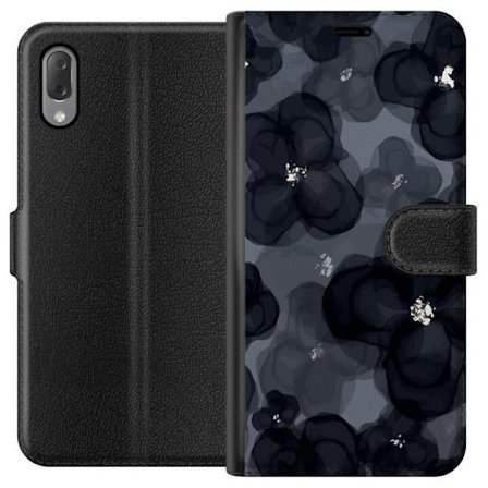 Yhteensopiva Lompakkokotelo Sony Sony Xperia L3 Abstrakti tummanvärisellä kukkakuviolla, jossa on elegantti ja dramaattinen tunnelma