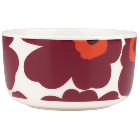 Marimekko Unikko skål 5 dl, hvit/vinrød/rød' - 'BurgunderHvit og rød