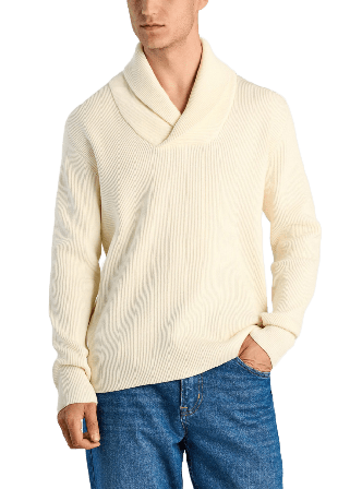 Lindbergh Shawl Collar Rib Knit Pullovers Herr Vit S