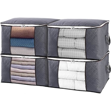 Stor Klädförvaringsväska, 4-pack Garderobsorganisatörer för Täcken, Filtar, Sängkläder, Vikbar