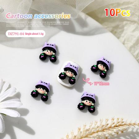 10st tecknad Kuromi Kiti Katt och Hund Nagel Diamant Harts Wearin DZ791-04