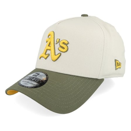 New Era - MLB Branco flexfit Boné - Hatstore Exclusive x Oakland Athletics 39THIRTY A-Frame Stone/Olive/Yellow Flexfit @ Hatstore