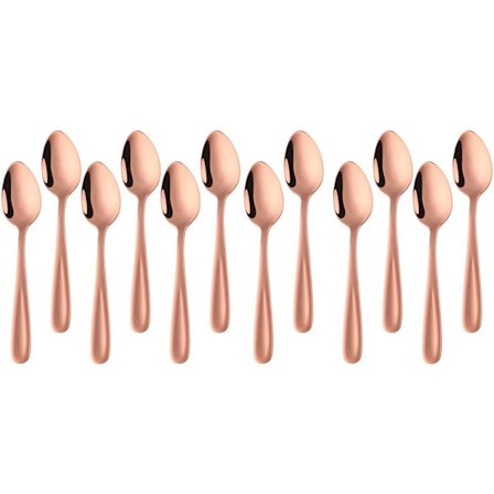 Tesked 12 stk rustfritt stål kaffeskje 13,5 cm små skjeer espressoskjeer dessertskjeer mini teskjeer metall mokkelepel (rose)