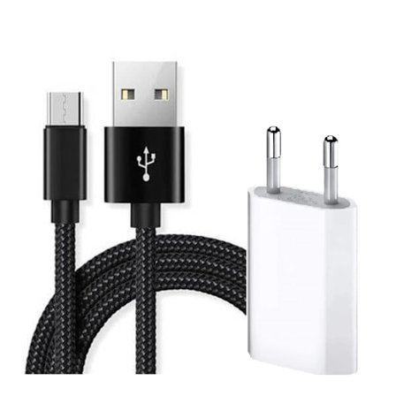 2M Micro-USB S6/7 Nylonflätad PS4/PS5 kabel + Väggladdare