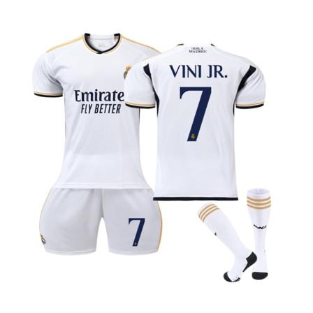 (Real Madrid 2023/24 hemmatröja Vini JR. No.7 Fotbollströja för barn Vuxna 24(130-140CM)