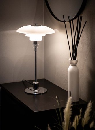 PH 3 1/2-2 1/2 bordlampe - krom/opal