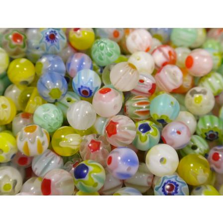 100st Lampwork Glaspärlor 4mm - Blandade Färger Flerfärgad 4 Mm