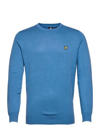 Cotton Merino Crew Jumper Strikkegenser M. Rund Krage Blå Lyle & Scott