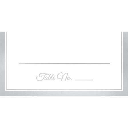 Amscan Shiny Trim Bordplaceringskort (Förpackning om 50) One Size Silver