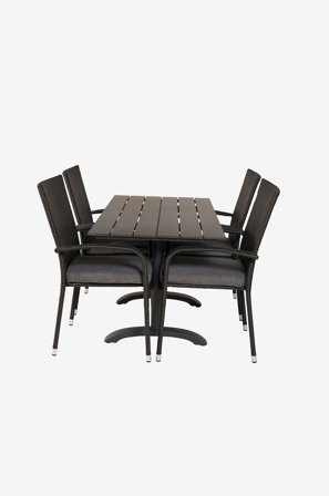 Venture Home - Spisegruppe Denver med 4 stk spisestoler Anna - Svart - Kafesett - Fra Homeroom