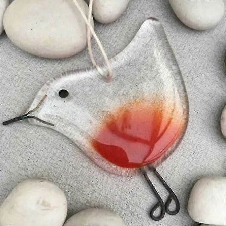 Sammensmeltet glass Røde Rødstruper Juletre Dekorasjon Tre Hengende Ornament Anheng