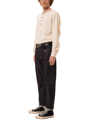 Nudie Jeans LS Henley T-shirt T-shirts Herr Vit S