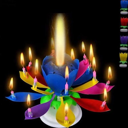 Cake Candle Topper Musical Candle Lotus Flower Party Gift Art Happy Birthday Candle Lights Party DIY Cake Decorating Supplies