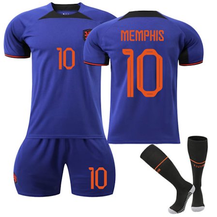 Qatar verdensmesterskap 2022 Nederland Memphis #10 fotballdrakter herre-t-skjortesett Barn Ungdomsfotballdrakter
