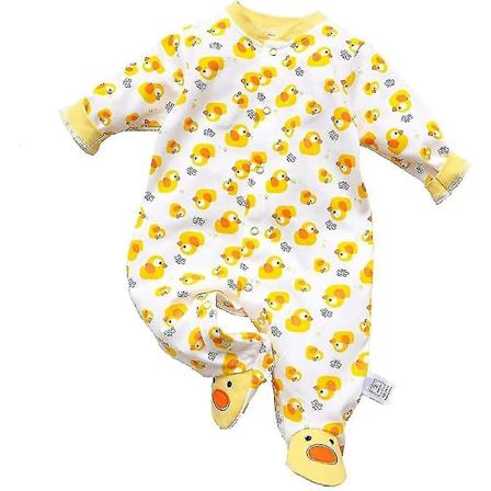Vauvan poikien ja tytt jen puuvillainen onesie vastasyntyneen asu body haalari pitk hihainen romper Duck 0-3 Months
