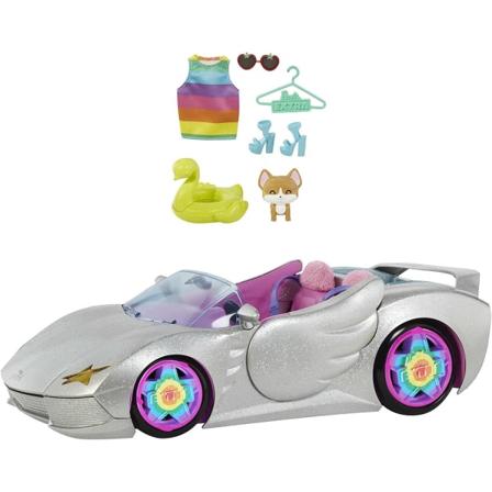 Barbie - Silvrig Glittrig Extra Barbiebil Fordon, 2-sitsig Bi Mix Color