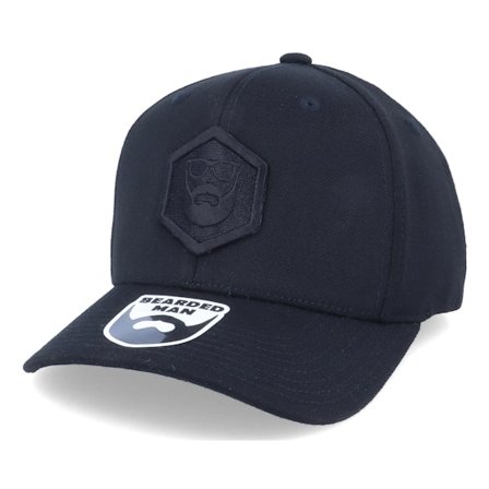 Bearded Man - Hexagon Logo 110 Black/Black Adjustable Adjustable Black Cap - @ Hatstore