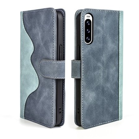 Kaksivärinen nahkainen läppäkotelo Sony Xperia 10 V - Sininen