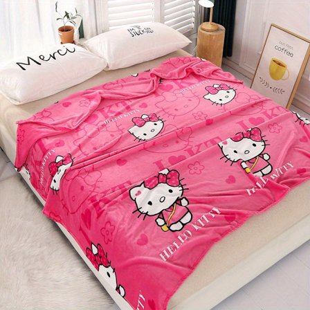 Sanrio Hello Kitty Plysjpledd Egnet for - Mykt flanellpledd med ikonisk Hello Kitty-ansikt, koselig pledd for &, Perfekt /Jul, (FMY) Hello Kitty