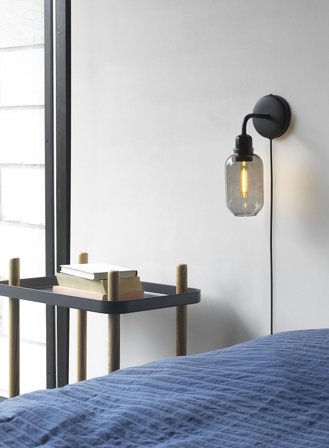 Amp vegglampe - smoke/sort