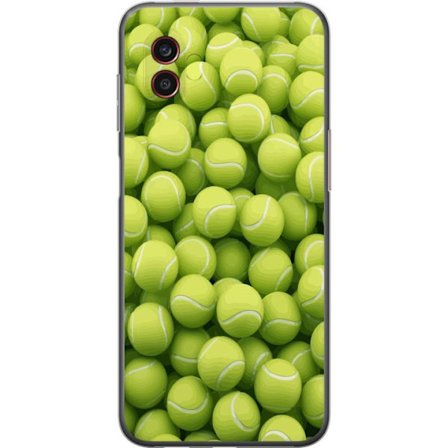 Kompatibel Mobilcover til Samsung Samsung Galaxy Xcover6 Pro Mønster af grønne tennisbolde i høj detalje, sporty motiv med gentagende tekstur og st