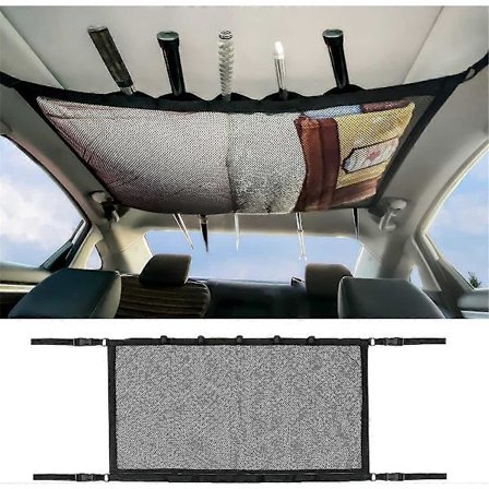 PIAO Bil Fiskestang Holder Multifunktionel Bil Loft Opbevaringsnet Køretøj Fiskestang Stativ Fiskestang Holder Justerbar Polyester Fiske P [DB]