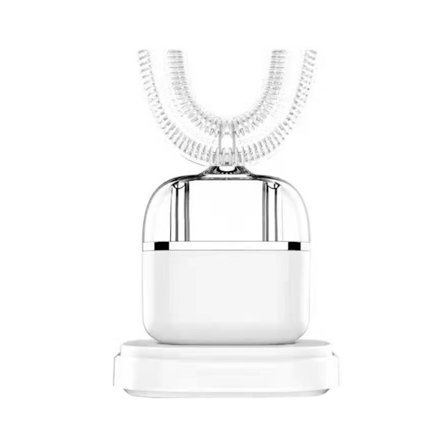 Ultralyd Elektrisk U-formet Automatisk Tandbørste med Trådløs Opladningsbase Genopladelig Vandtæt Silikone Tandblegning Rengøringsværktøj