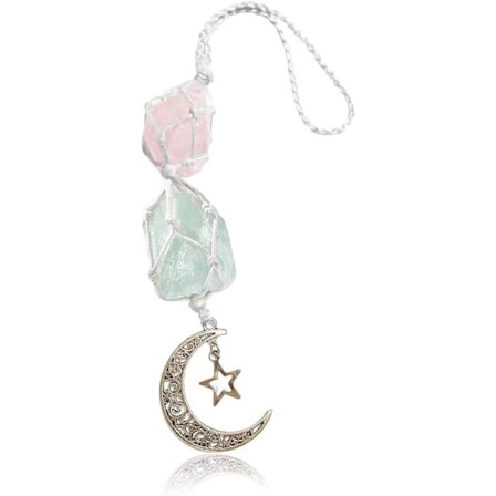 (Grønn/Rosa) Bilpynt til å henge opp, Krystallbilanheng, Krystallanheng til bilspeil, Krystallvinduanheng til bil