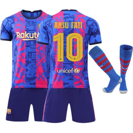 21/22 Europeiska mästerskapet Minnesutgåva Borta(2) F.C. Barcelona ANSU FATI Nr 10 Barn Jersey-paket Barn-28