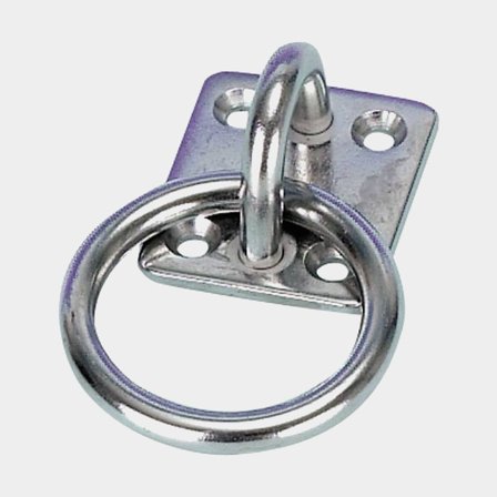 Fast padeye med ring, rustfri, 40 x 35 mm, Ø6 mm, 4 huller