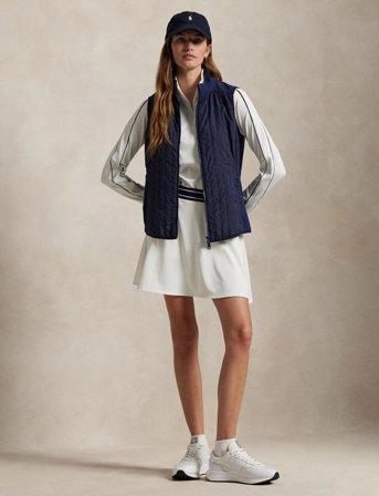 Ralph Lauren Golf Hybrid Quilted-Front Zip Vest - Navy - XS