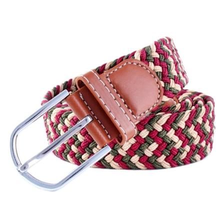 41 * 1.3 tommers unisex elastisk stoff flettet stretchbelte, casual herre- og damebelte med PU-lærspenne, beige grønn beige green red