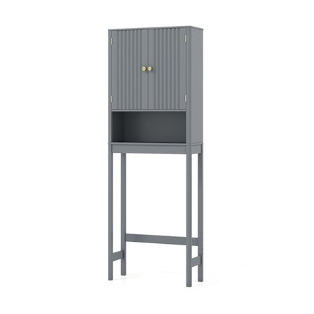 Toiletskab med justerbar hylde, grå MDF