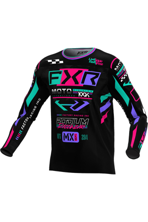 Motokrosový Dres FXR Podium Gladiator Černá/Korálová/Mátová S
