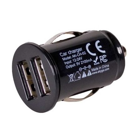 Biloplader 2x USB 12V 2.1A EU-certificeret
