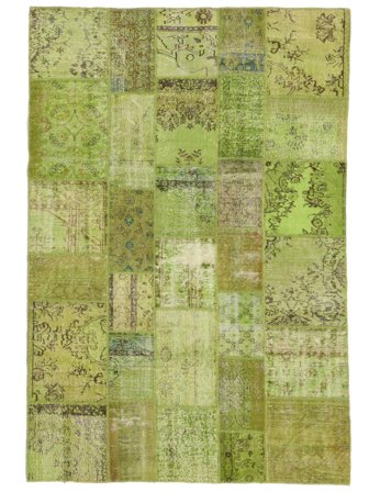 Patchwork Vloerkleed Modern Groen/Donkergroen (Wol, Turkije)