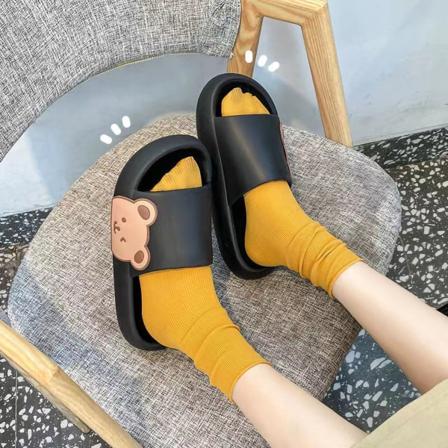 Kesätossut Liukastumattomat Pohjat Cartoon Cute Kuvio Suihkutossut Kotitossut Musta Sivu Karhu 38‐39