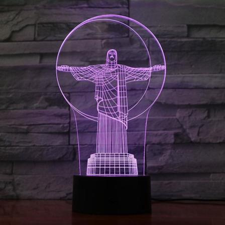 Brasilien Frälsning Kristusstaty 3D LED-nattljus Sovrumsbordslampa Färg ändras