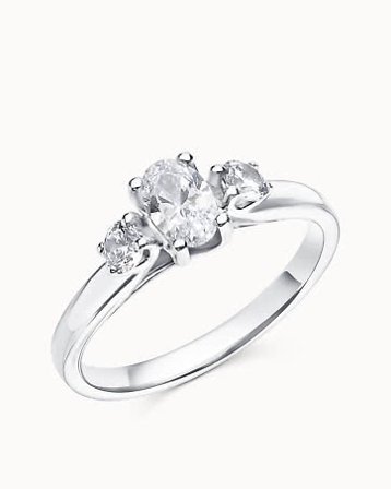 Trestensring Emmy med Oval Laboratoriedyrked Diamant - 950 Platin