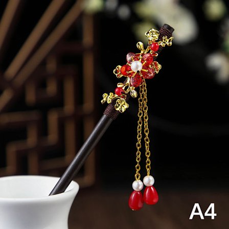 Vintage træhårpindstil snoede blomsterhårnål med Ta