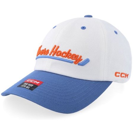 CCM - Vit unconstructed Keps - Stripe Slouch Cap White/Blue Dad Cap @ Hatstore
